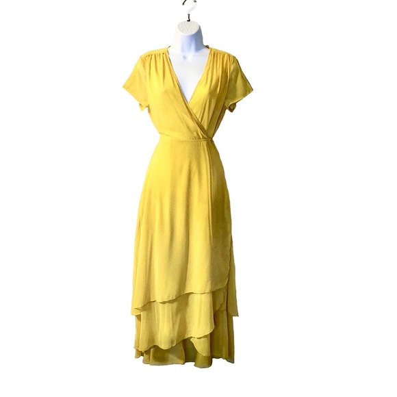 boohoo yellow wrap dress